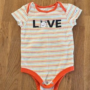 Ellen Degeneres Colorful Striped Bodysuit with Dog Graphic